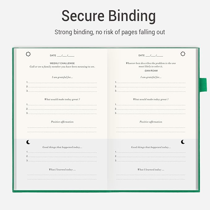 The Gratitude Journal: Inspire Thankfulness, Mindfulness, Positivity, Happiness,Upgraded with Pen Holder, Inner Pocket & Elastic Closure Band (Earth Green)