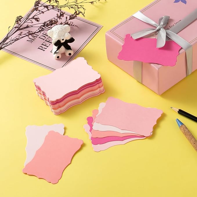 120 Pieces Small Mini Business Cards Vintage Assorted Colors Blank Note Gift for Business Cards, Gift (5 PInk-Red)