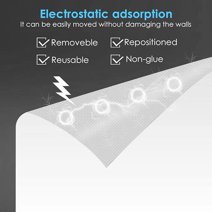 Static Cling Dry Erase Sheets, Removable Reusable Large Whiteboard Poster Paper for Wall, Portable White Board Wallpaper 25x30-15 Sheets with Acrylic Box