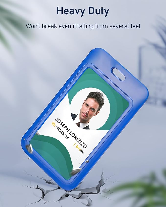 Uniclife 6 Pack Sliding ID Badge Holder Vertical Hard Plastic Case with Clear Window Black&Blue Card Protector Pouch for Office School ID Credit Cards Proximity Key Cards Driver’s Licenses and Passes