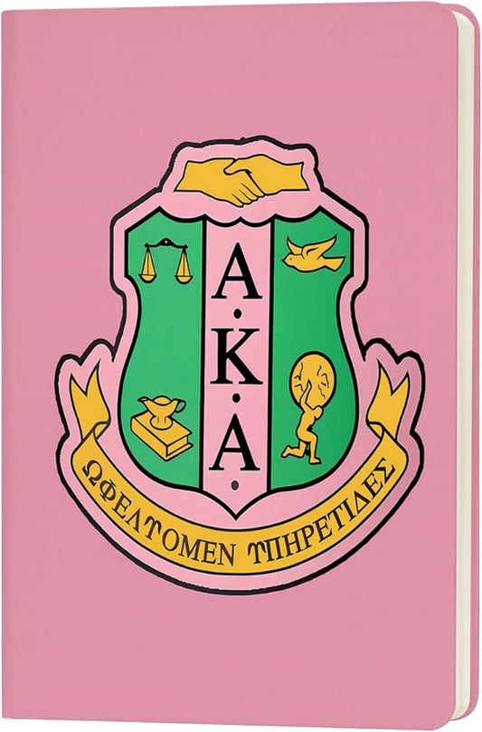 AKA Sorority Gift Leather Notebook for Women Girls Pink and Green Greek Sorority Journal Notebook Sisterhood Graduation Gift (1)
