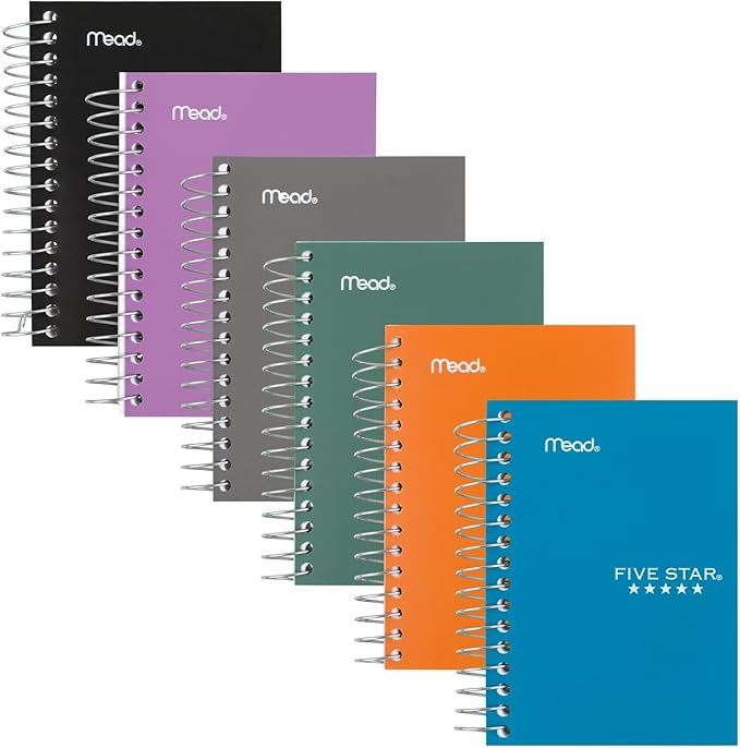 Five Star Spiral Notebook, Fat Lil' Pocket Notebook, College Ruled Paper, 200 Sheets, 5-1/2" x 3-1/2", Assorted Colors, Color Will Vary, 1 Count (45388) (Pack of 2)