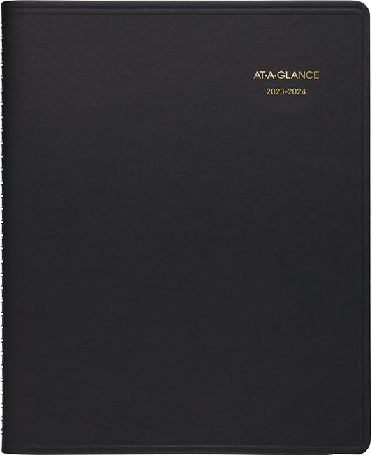 AT-A-GLANCE 2023-2024 Academic Planner, Monthly, 9" x 11", Large, Pocket, Flexible Cover, Black (7007405)