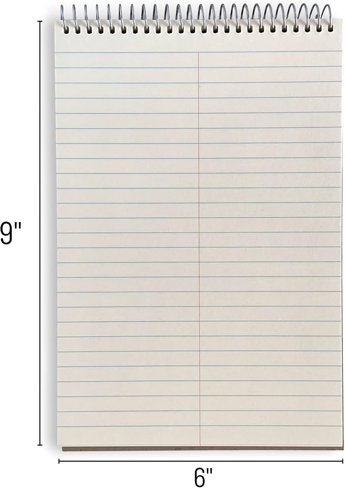 Portage Steno Notebook | 6" x 9" With Ultra Thick Backing Perfect For Writing Wherever You Need, 70 Sheets of Quality, Gregg Ruled Paper, Top Spiral Bound