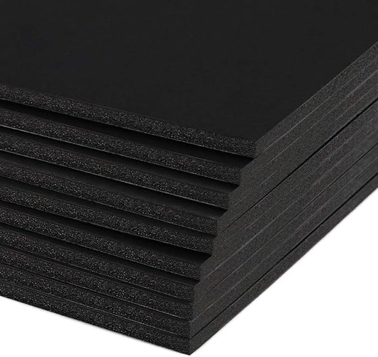 Mat Board Center, Pack of 10 Acid-Free Foam Boards, 18x24 inch Black Foam Boards, 3/16" Thick
