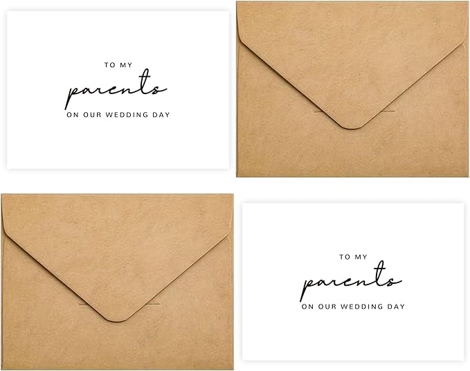 Set of 2 Wedding Day Card for Parents, Parents Of The Bride/Groom Gifts, To My Parents On Our Wedding Day.(Parents B)