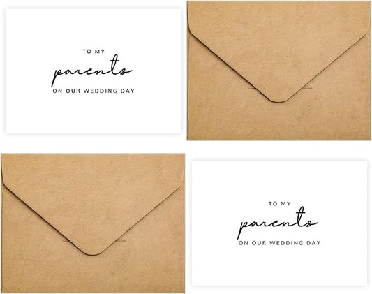 Set of 2 Wedding Day Card for Parents, Parents Of The Bride/Groom Gifts, To My Parents On Our Wedding Day.(Parents B)