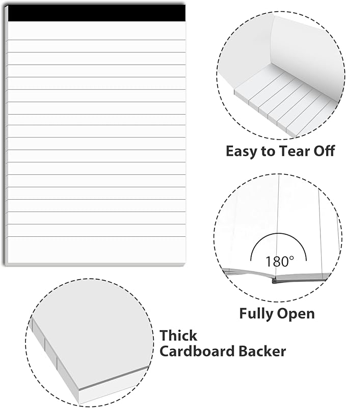 12 Pack Note Pads Refills 4 x 6 Inch Memo Pads Writing Pads, White Small Notepads Scratch Pads Mini Notepad with 30 Sheets Lined Paper in Each Pad