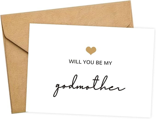 Will You Be My Godmother, God Mother's Proposal Card Gifts with Envelope, Cute Gifts for Godmother On Wedding Day.(Godmother B)