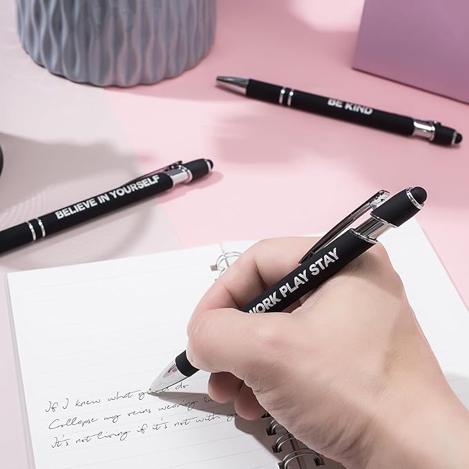 Up to 480 Pcs Personalized Pens in Bulk, Custom Metallic Printed Name Pens with Black Ink, Customized Pens Bulk with Stylus-Great Gift Ideas(Silver 12 Colors)