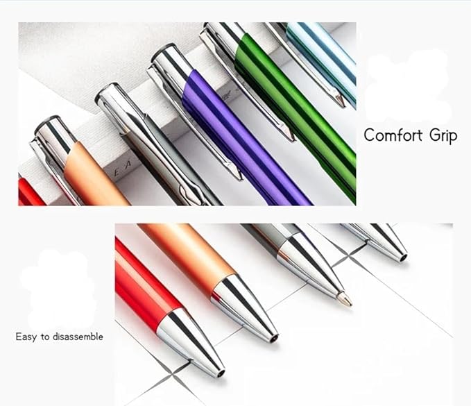 12 Pcs Stylish quality metal ballpoint Pens, Office and School stylus Ball Pen, black ink, soft writing experience (Black)