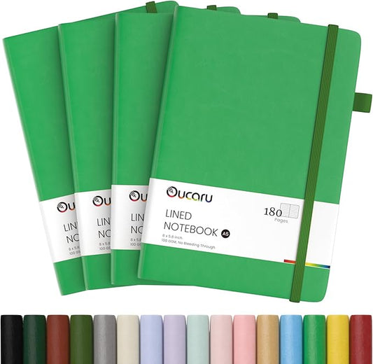Lined Journal Notebook, 4 Pack, 180 Pages, A5 Journals for Writing, 100 GSM Thick Paper, Small Notebooks Daily Journal for Women Men Work, Business, School, Travel Supplies