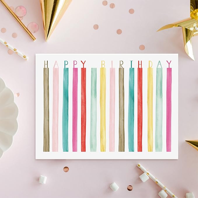 Sweetzer & Orange Watercolor Bulk Birthday Cards Assortment – 24pc Bulk Happy Day sheets with Envelopes Box Set – Assorted Blank Birthday decor Cards for Women, Men, and Kids in a Boxed Pack