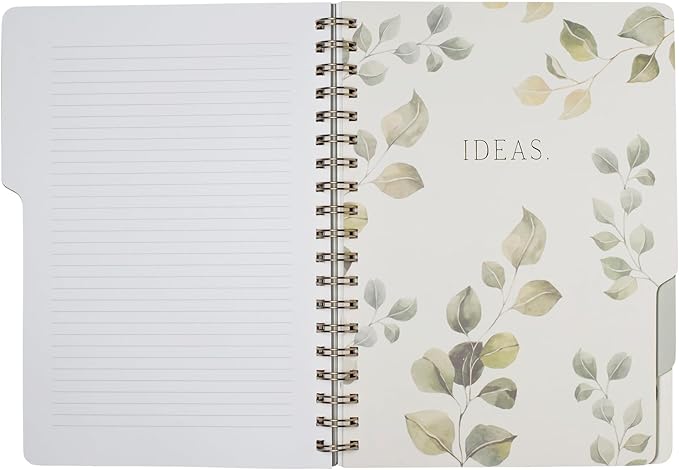 Fringe Studio Large Tab Notebook, Modern Eucalyptus, Flexible Paperback Cover, 5 Subject/Die-Cut Dividers, 7.25" X 10", 180 Lined Pages, Multicolor (343PA001FSC)