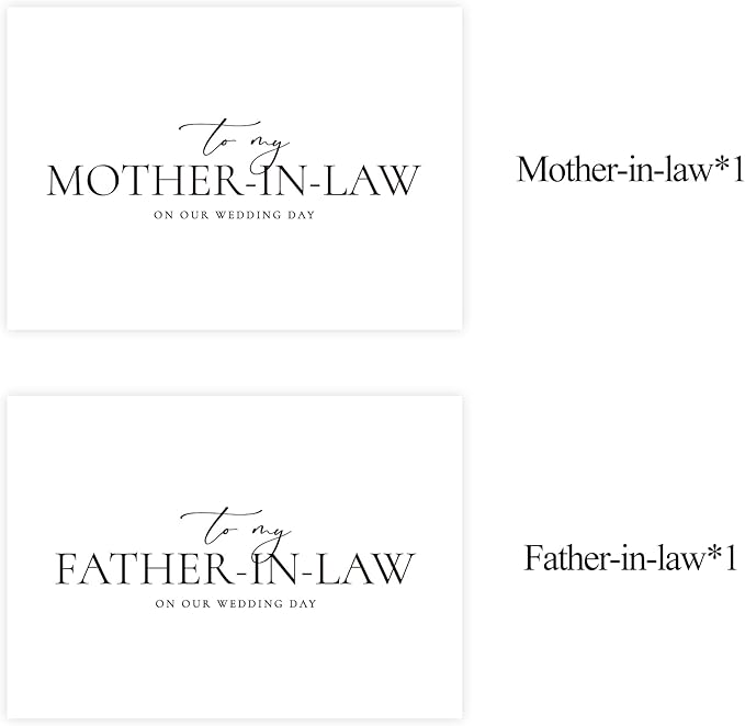Set of 2 Parents In Law Wedding Day Card, Parents In Law Of The Bride/Groom Gifts, To My Father In Law On Our Wedding Day, To My Mother In Law On Our Wedding Day. (Father/Mother-in-Law A)