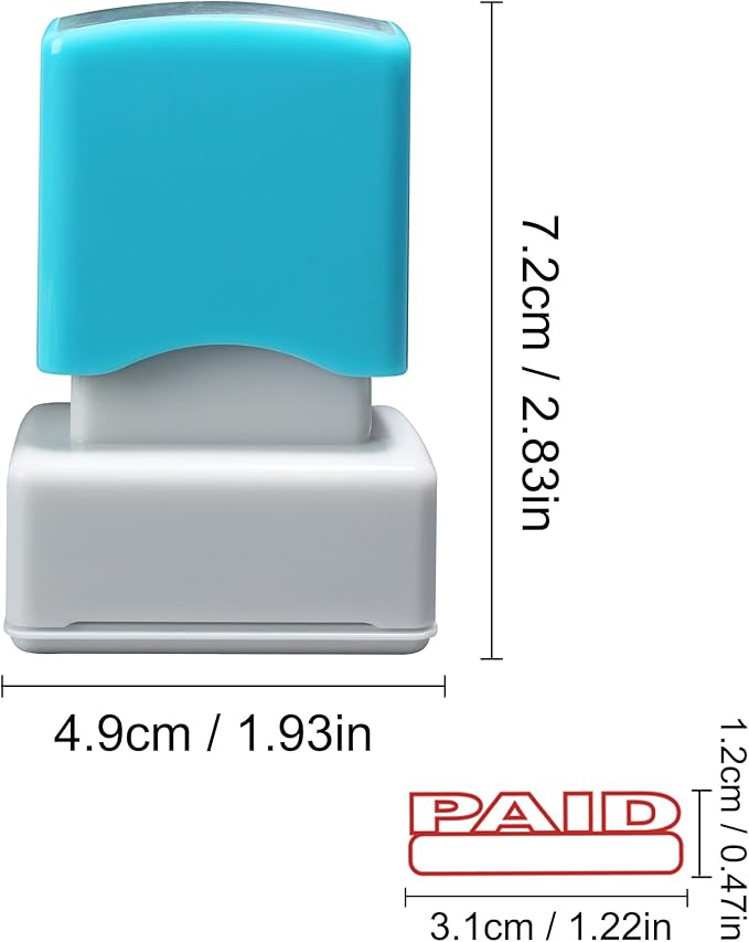 WAFJAMF Paid Stamp–Self Inking Rubber Stamp Office Stamp Message Stamp Red Ink-Medium