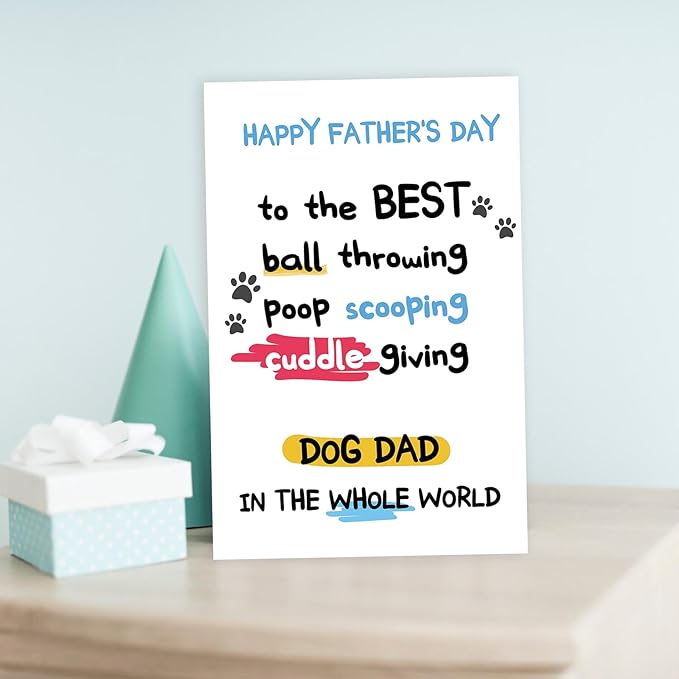 Happy Father's Day Card for Dog Dad, Funny Dog Dad Gifts for Men Him, Best Dog Dad Card, Gifts from Dog, Lovely Dog Dad Father's Day Card from Son Daughter