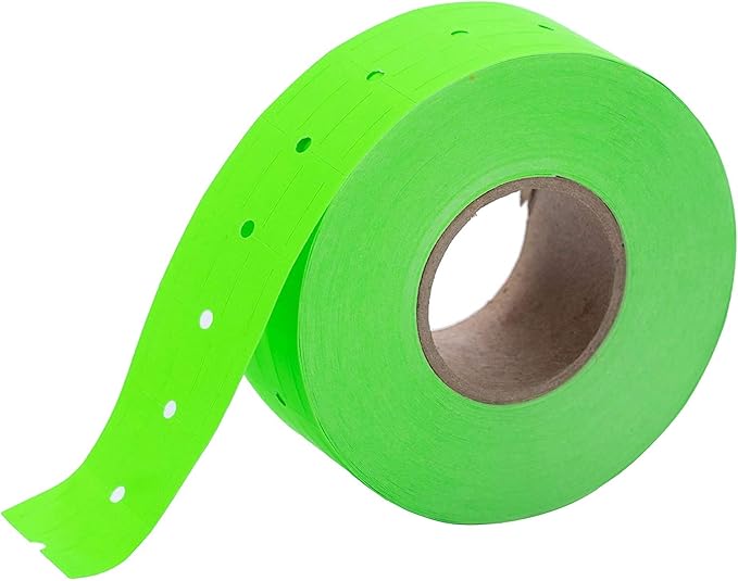 Perco 2 Line Fluorescent Green Labels - 8 Rolls, 1 Sleeve, 6,000 Blank Price and Date Gun Labels for Perco 2 Line Price and Date Guns - Made in USA