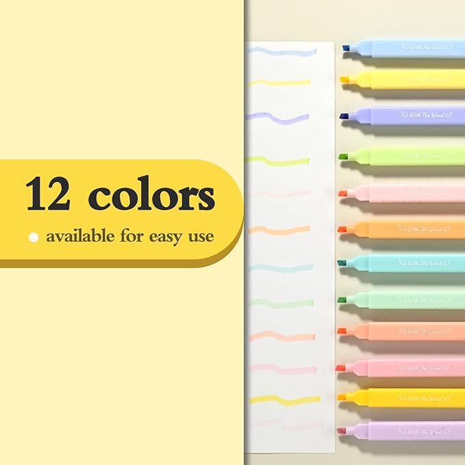 12 Pack Bible Highlighters and Pens No Bleed, Aesthetic Cute Highlighters, Highlighters Assorted Colors Quick Dry Marking Pen Study Journaling Office School Supplies (classical)