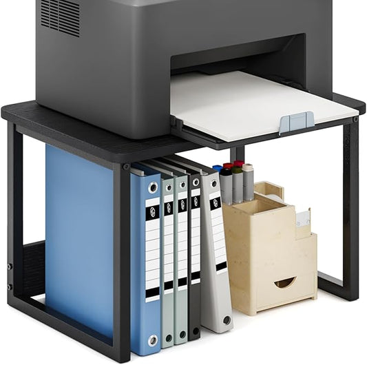 MARTY Printer Stand with Storage for Desk, Desktop Printer Stand Shelf Organzier for Home/Office Heavy Duty Printer Riser Under Desk Small Printer Table for Fax Machine Copier Scanner(Black)