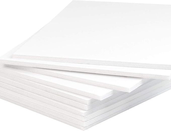 Mat Board Center, Pack of 10 Acid-Free Foam Boards, 8x10 inch White Foam Boards, 1/8" Thick