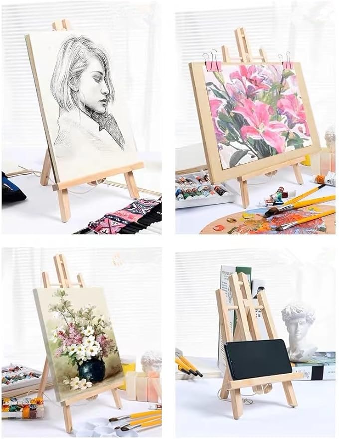 10pack Portable Wood Easel - Desktop Display Rack for Parties and Events - Versatile Wood Art Stand for Artists and Creations