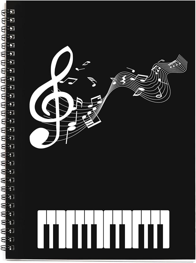MAXCURY Blank Sheet Music Composition Manuscript Staff Paper Art Music Notebook Black 100 Pages 26x19cm