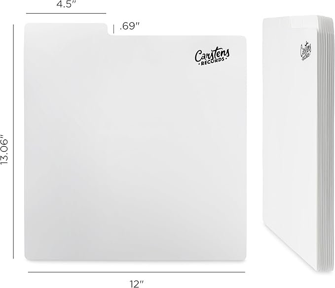 Heavy Duty Vinyl Record Dividers | 12" LP Record Dividers with Tabs | Pack of 32 Vinyl Record Separators| White | Made in The USA | Vinyl Record Organizer Tabs | Personalizable