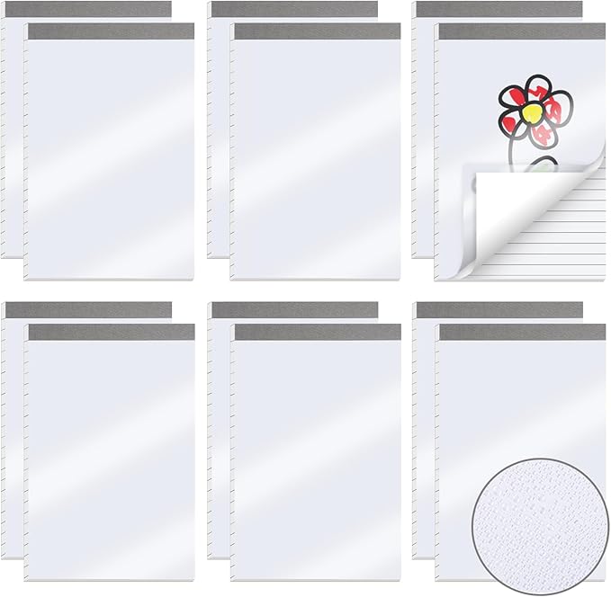12 Pack Waterproof Cover Memo Pads 5.5" x 8.5" Lined Note Pads Ruled Writing Pads, Memo Scratch Pad (51 Sheets Each)