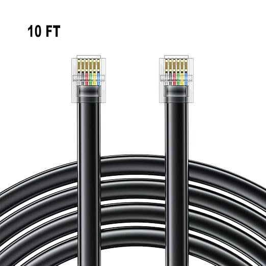 10FT - 4 Pack RJ12 Phone Cable 6P6C, Male to Male Straight Wired for Both Data and Voice Signal Transmission for Telephone Cord, Fax, DSL Modem, Printer