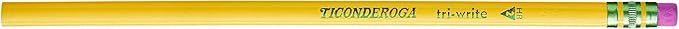 Ticonderoga Tri-Write Triangular Pencils, Wood-Cased #2 HB Soft, Yellow (13856) (Pack of 6, 72 Count Total)