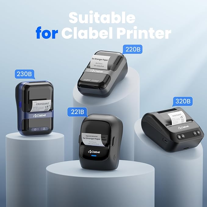 Clabel Thermal Label for 221B Label Maker, 1.57'' x 2.76'' (40x70mm) Thermal Sticker Labels Tape, Waterproof Oil-Proof Tear-Proof Labels Paper, 1 Roll of 105PCS Self-Adhesive Multipurpose Tape