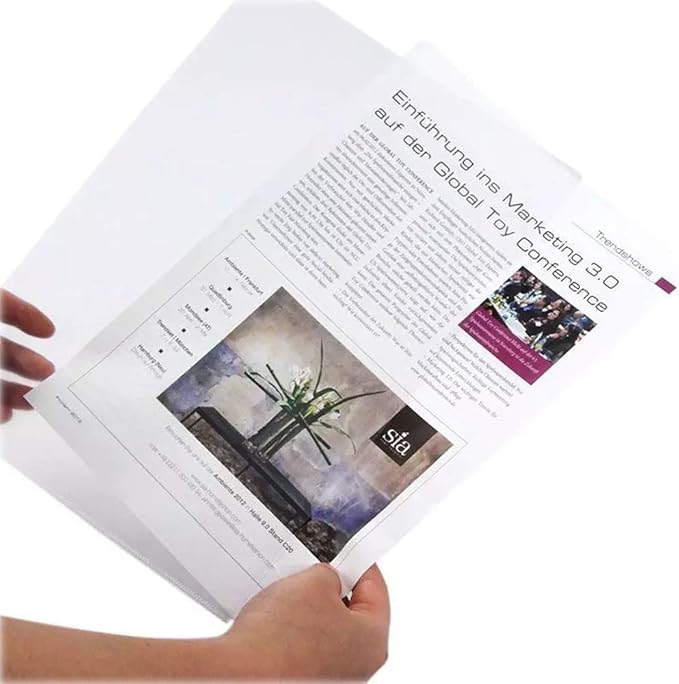 L-Type Plastic Folder Safe Project Pockets Transparent Clear Document Folder 12pcs for A4 paperPlastic Paper Jacket Sleeves in Assorted Project Folders