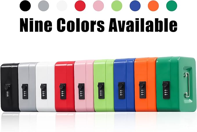 KYODOLED Cash Box with Combination Lock,Safe Metal Box for Money,Storage Lock Box with Money Tray,7.87"x 6.30"x 3.54" Lightgrey Medium