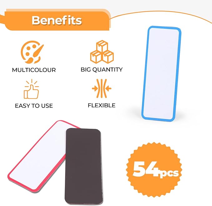 162pcs Magnetic Dry Erase Labels Colorful Name Tags Flexible Reusable Magnetic Label Stickers for White Board Refrigerator Locker Size 3.2"x1.2" by Mositear