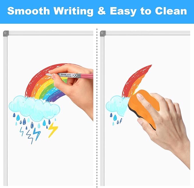 Large 60" x 40" Magnetic Dry Erase White Board - Wall Mounted Whiteboard with Pen Tray, Aluminum Message Presentation Memo Board for Office & School