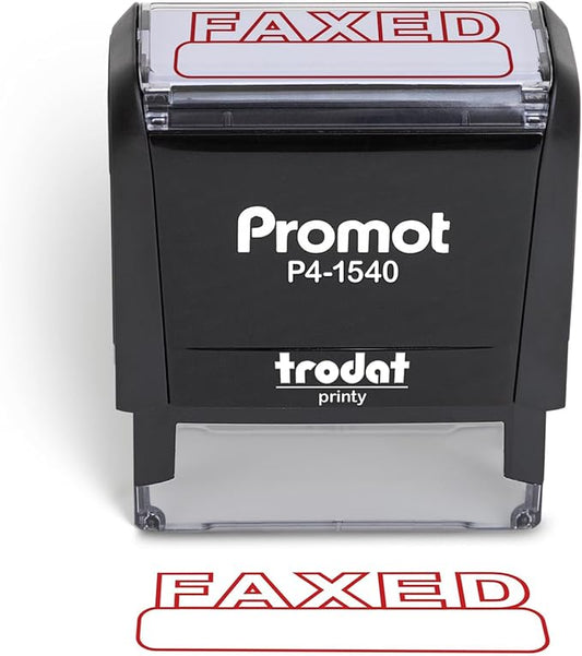 Promot Faxed Self Inking Rubber Stamp - Refillable Faxed Stamper - Business, Bookkeeping, Ordering, Accounting, Work, Office Stamps - Red Ink