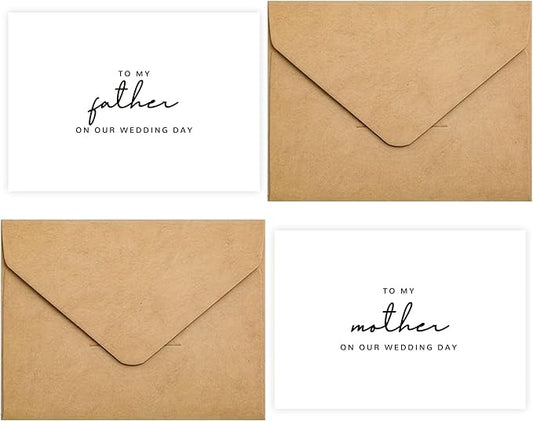 Set of 2 Wedding Day Card for Parents, Parents Of The Bride/Groom Gifts, To My Father On Our Wedding Day, To My Mother On Our Wedding Day.(Father/Mother B)