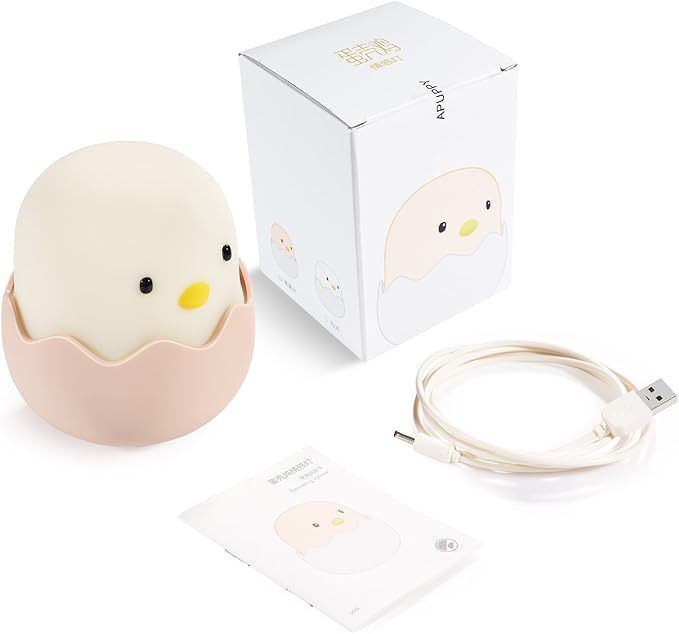 Kids Night Light, Cute Creative Egg Shell Baby Night Light with Touch Sensor, Nursery Night Lights, Kawaii Desk Accessories, Room Decor for Boys Girls Kids Gifts