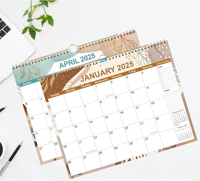 2025 Calendar - Calendar 2025-2026 18 Month Planner from January 2025 to June 2026, Calendar 2025 with Thick Paper, 11" x 14.5", Gold Leaf