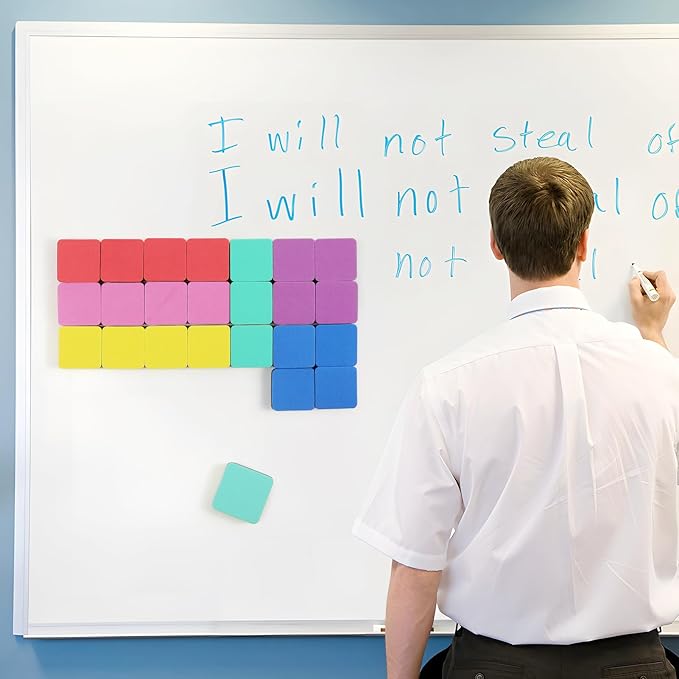 MaxGear 24 Pack Dry Erase Erasers, Magnetic Whiteboard Dry Erasers for Classroom, Mini Whiteboard Cleaning Pads, Chalkboard Wiper Teacher Supplies for School, Office, Home (6 Color Set, 2 x 2 Inch