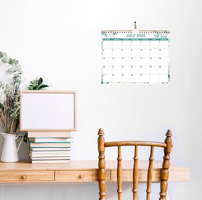 Calendar 2025, Wall Calendar from January 2025 - June 2026, 18 Months Calendar with Premium Paper, Twin-Wire Binding & Hanging Hook, 8.5" x 11", Green Leaf