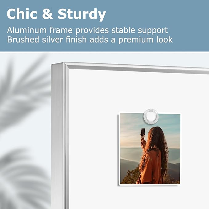 Small Whiteboard, 16'' x 12'' Magnetic White Board Dry Erase Board for Wall, Hanging Silver Aluminum Frame Wipe Board for Home, Office, School