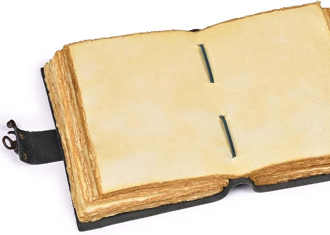 LEATHER VILLAGE Leather Bound Vintage Journal for Women & Men - Book of Shadows - Lock Closure - 200 Pages of Antique Deckle Edges Handmade Paper - Turquoise Color - 13 X 8 (A4) inches