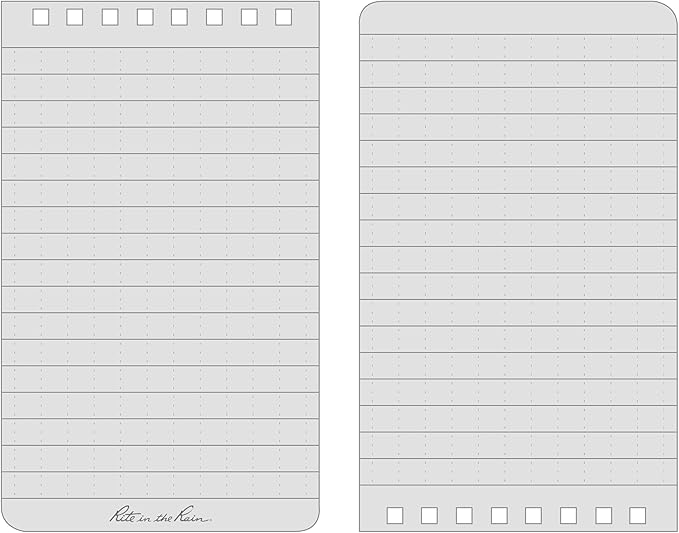 Rite in the Rain Weatherproof Top Spiral Notebook, 3" x 5", Black Cover, Universal Pattern, 3 Pack (No. 735-3X)