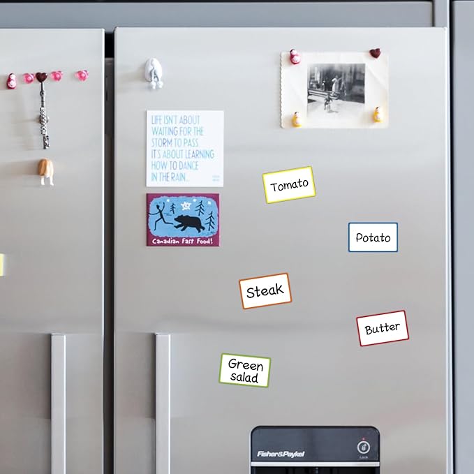 Dry Erase Magnetic Label 5x3 Inch Colored Border, 40 Pack, Reusable Magnetic Dry Erase Labels, Magnet Labels for Whiteboards