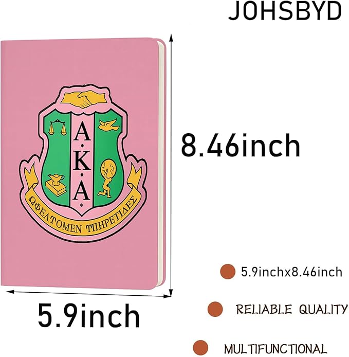 AKA Sorority Gift Leather Notebook for Women Girls Pink and Green Greek Sorority Journal Notebook Sisterhood Graduation Gift (1)