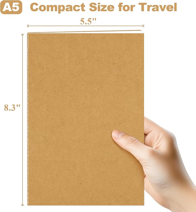 24 Pack Blank Books for Kids - 5.5"x 8.3", 60 Pages - Small Journals Bulk, Girls Notebooks for Drawing & Writing, Sketchbooks with Kraft Brown Soft Cover, Unlined Paper, A5 Travel Size