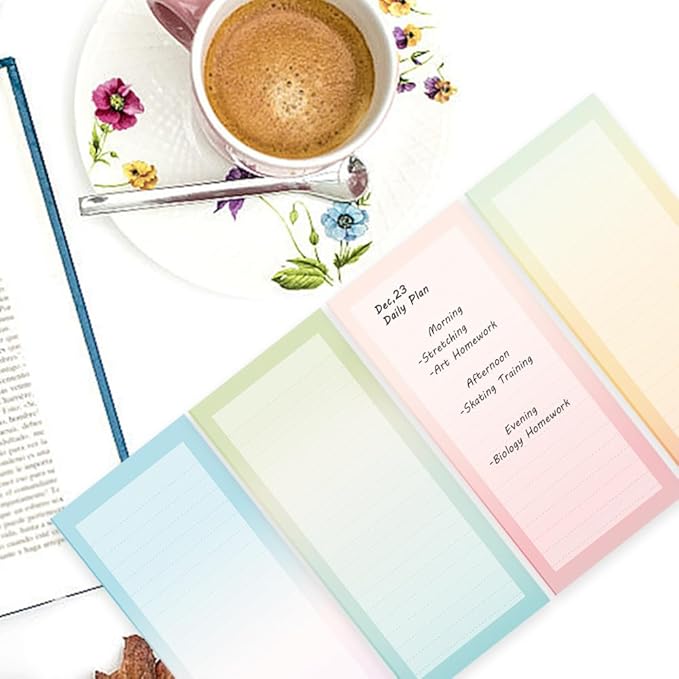 4 Pack Magnetic Notepads for Refrigerator, Full Magnet Back Design Magnetic Memo Pads, 50 Sheets per Note Pads To-Do List, Shopping List (Soft Gradient Style)