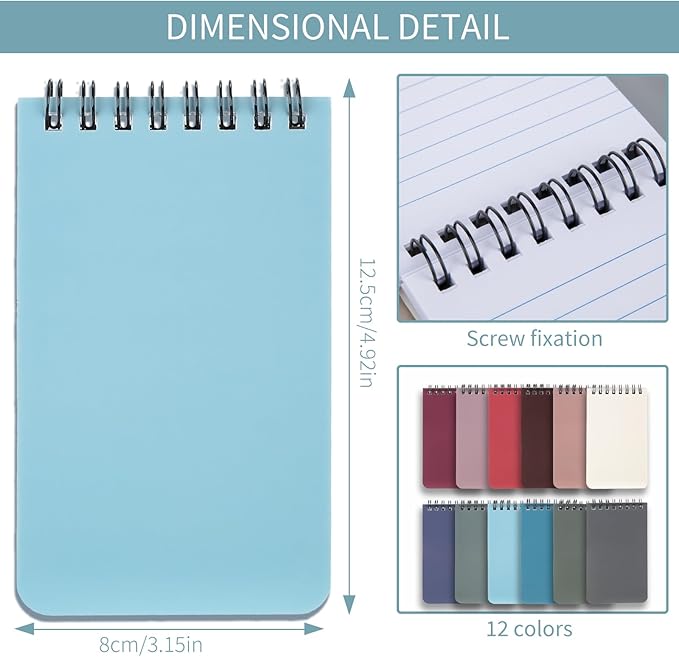 Pocket Notebook Small Notepad Pocket Notepad Small Spiral Notebooks 3X5Inches (6-black)